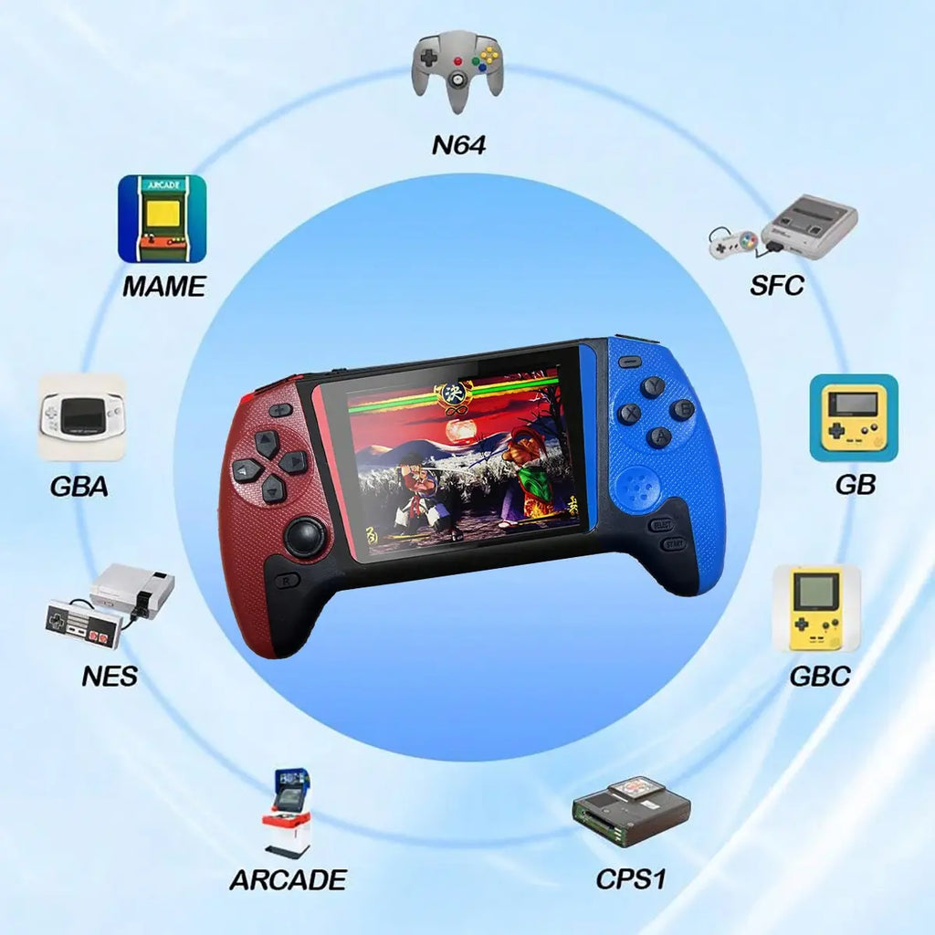 Portable Retro Video Handheld Games Console, 3.5-Inch Joystick, 500 Game Library, Wireless Controller, Rechargeable Battery, TV Connection