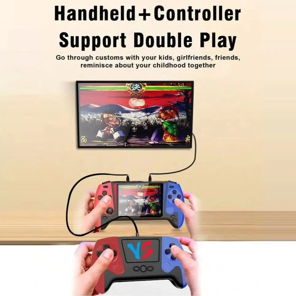 Portable Retro Video Handheld Games Console, 3.5-Inch Joystick, 500 Game Library, Wireless Controller, Rechargeable Battery, TV Connection